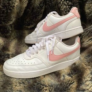 Nike Women’s White with Pink Nike logo. Size 9